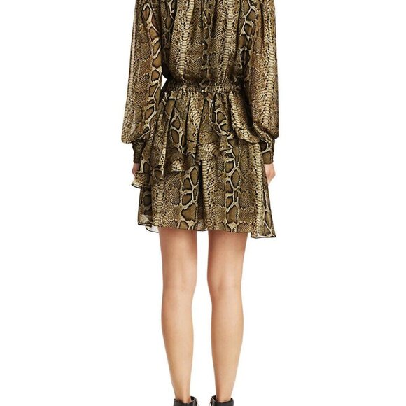 Isabel Marant Etoile Java Python Print Mini Dress A-Line Ruffled S New 222967 - Picture 6 of 11